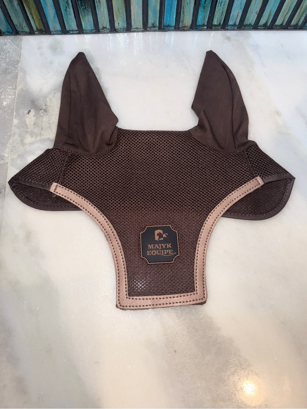 NEW Majyk Equipe Luxury Air Mesh Horse/Full Ear Bonnet Fly Veil Brown
